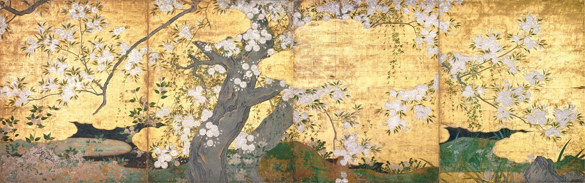 国宝　桜図壁貼付　長谷川久蔵筆　京都・智積院　桃山時代・16世紀 