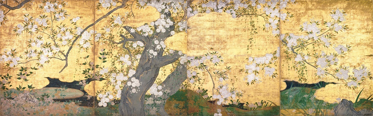 国宝 桜図壁貼付 長谷川久蔵筆 京都・智積院 桃山時代・16世紀