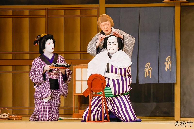 『双蝶々曲輪日記　引窓』（左より）中村鶴松、中村梅花、中村福之助