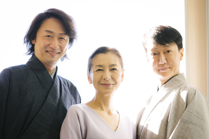 （左から）喜多村緑郎、高橋惠子、河合雪之丞