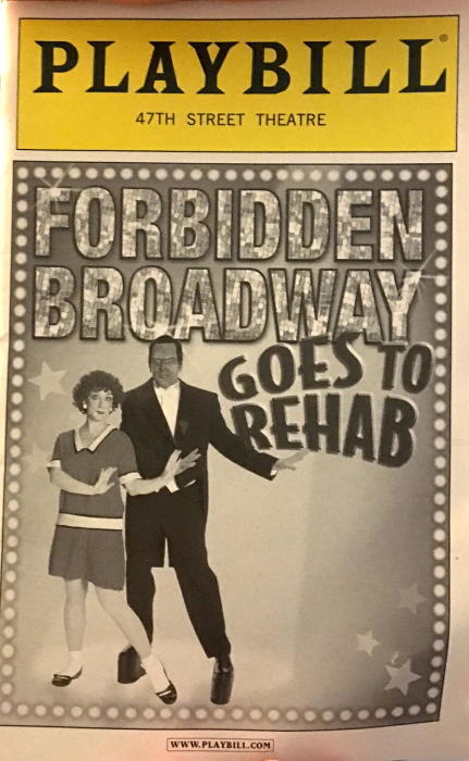 筆者私物プレイビル：2008年『フォービドゥン・ブロードウェイ リハビリに行く（Forbidden Broadway Goes to Rehab）』は、アニー（？）が表紙