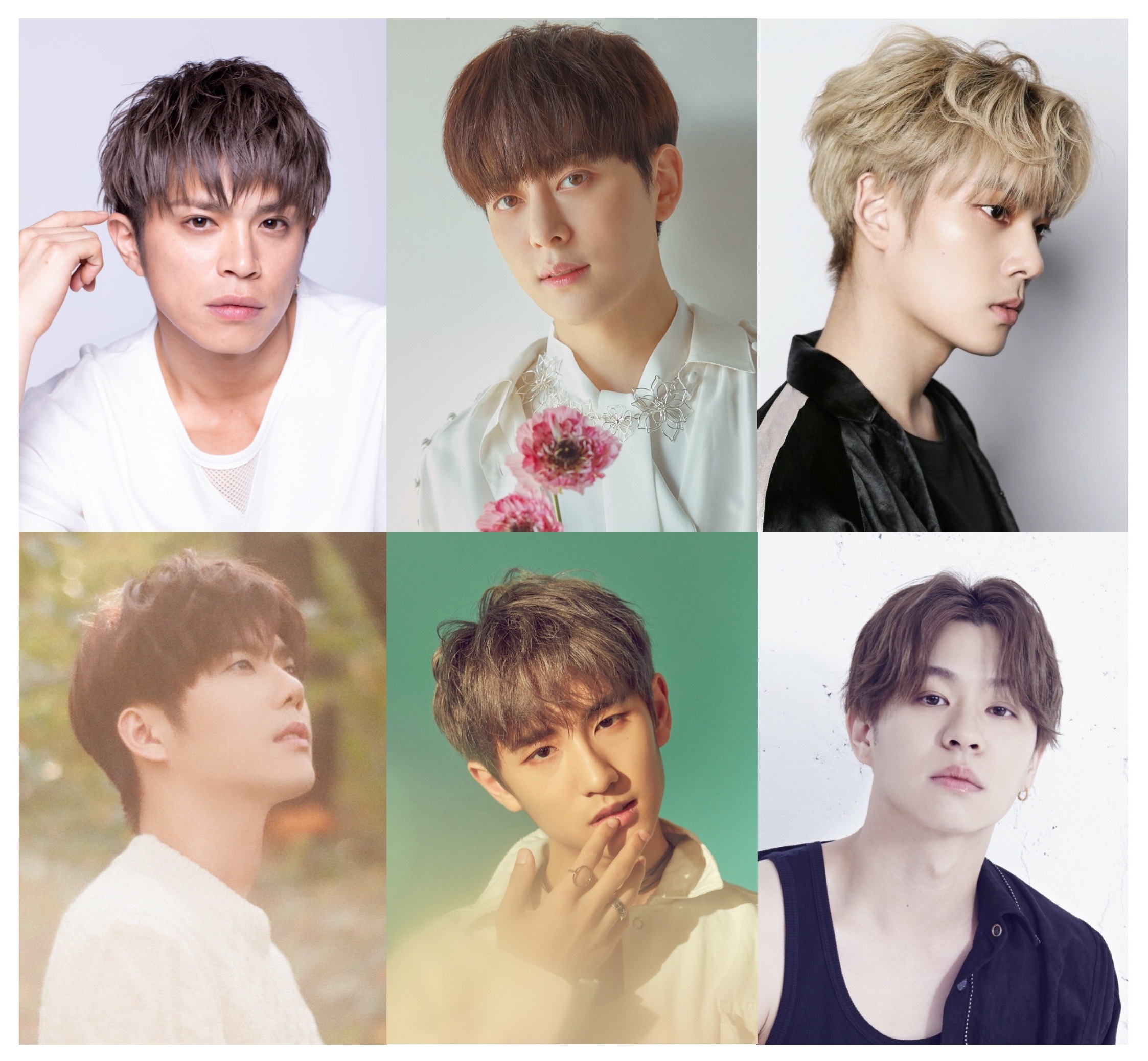 上段左から：山本裕典、ドンヒョン(元BOYFRIEND)、 キム・ヨンソク(CROSS GENE) 　下段左から：キム・キュジョン(SS501)、ミヌ(元BOYFRIEND)、高橋龍輝(WIN=W1N)