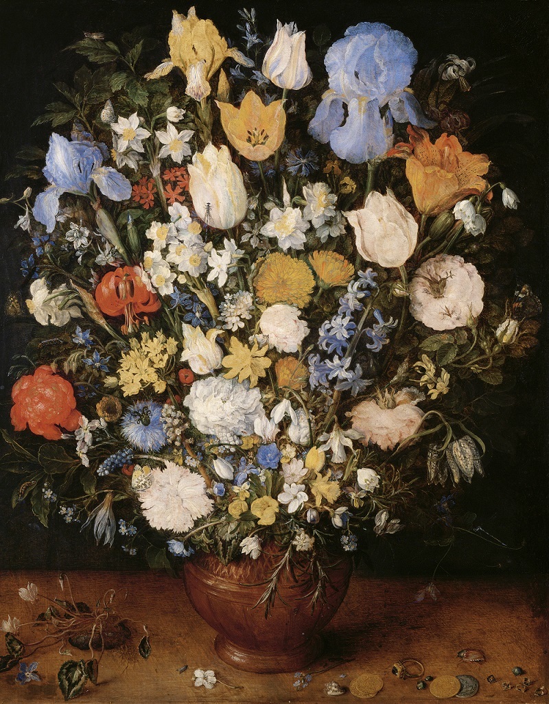 ヤン・ブリューゲル（父）　《陶製の花瓶に生けられた小さな花束》　1607年頃、油彩・板、ウィーン美術史美術館 ©KHM-Museumsverband