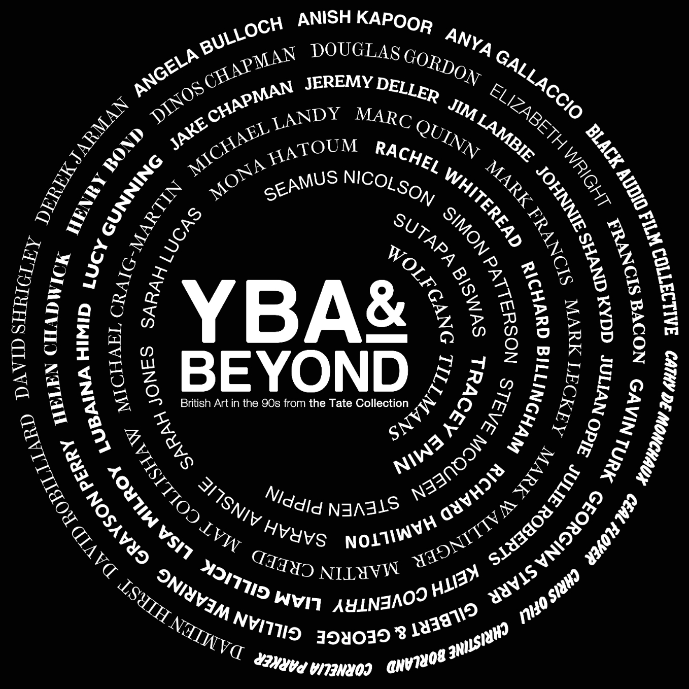 『テート美術館 ― YBA＆BEYOND 世界を変えた90s英国アート』ラインナップビジュアル