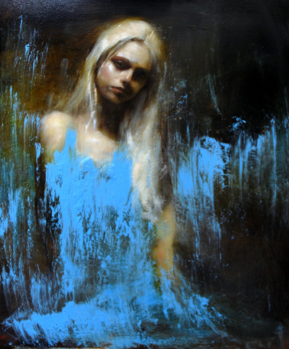 マーク・デンステッター　「Study in Blue Ⅱ」 59×51 cm 油彩 ボード 2018
