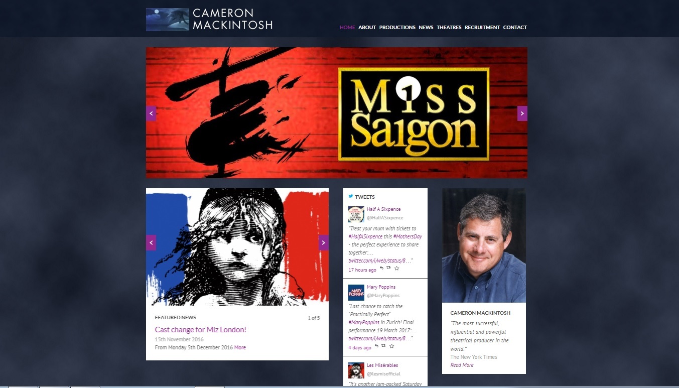 cameronmackintosh.comトップページのスクリーンショット