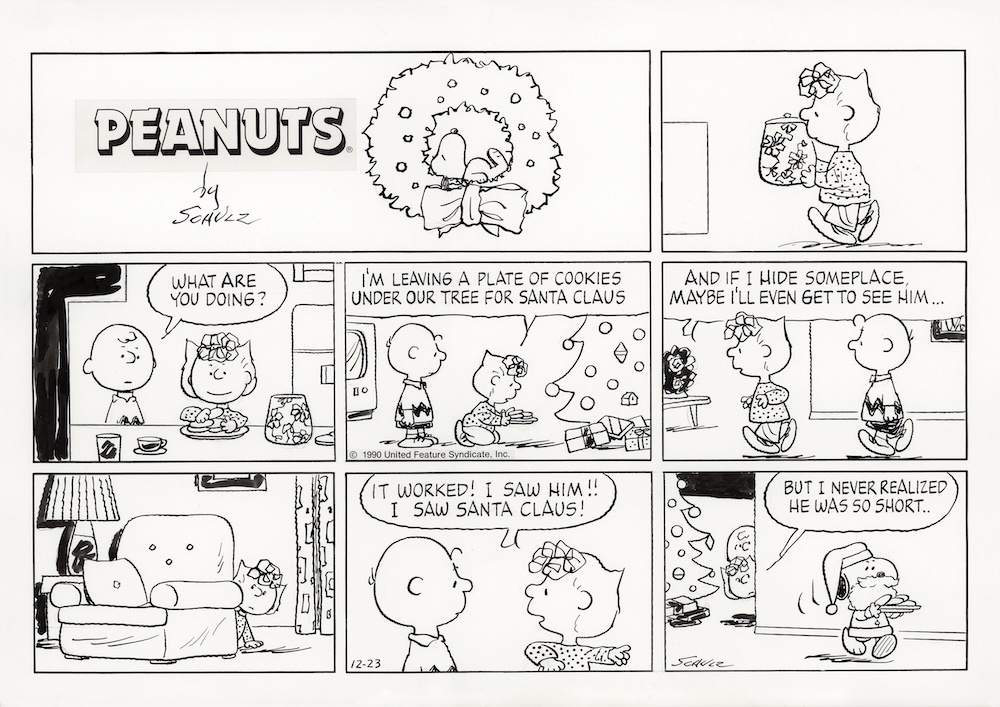 「ピーナッツ」原画　1990年12月23日 (C) Peanuts Worldwide LLC