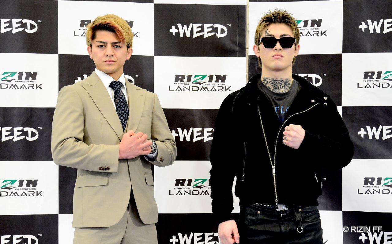 『+WEED presents RIZIN LANDMARK vol.2』で対戦する鈴木千裕と平本蓮 (c)RIZIN FF