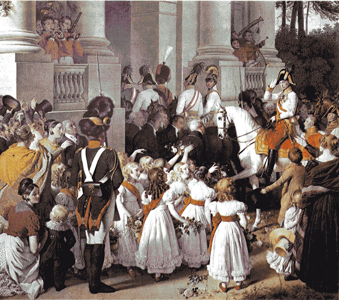 ヨハン・ペーター・クラフト画　1814年にオーストリア皇帝フランツ1世がウィーン帰還を果たした時の模様