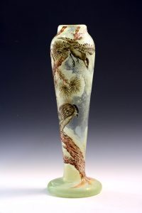 ガレ「松に鷹文花器」 1900年頃