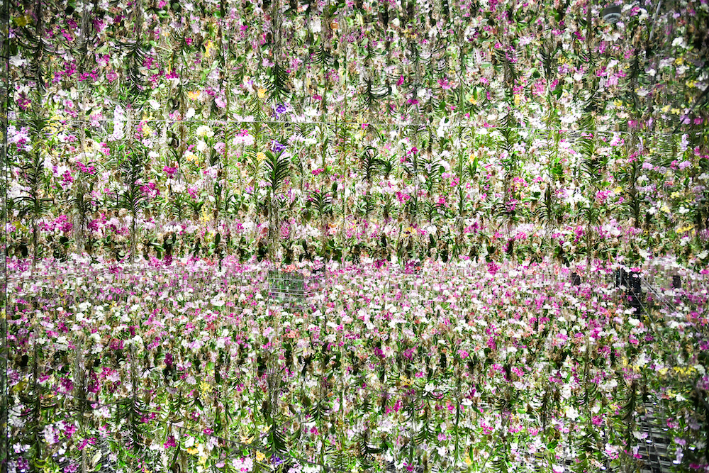 Floating Flower Garden: 花と我と同根、庭と我と一体 / Floating Flower Garden; Flowers and I are of the Same Root,  the Garden and I are One teamLab, 2015, Interactive Kinetic Installation, Endless, Sound: Hideaki Takahashi