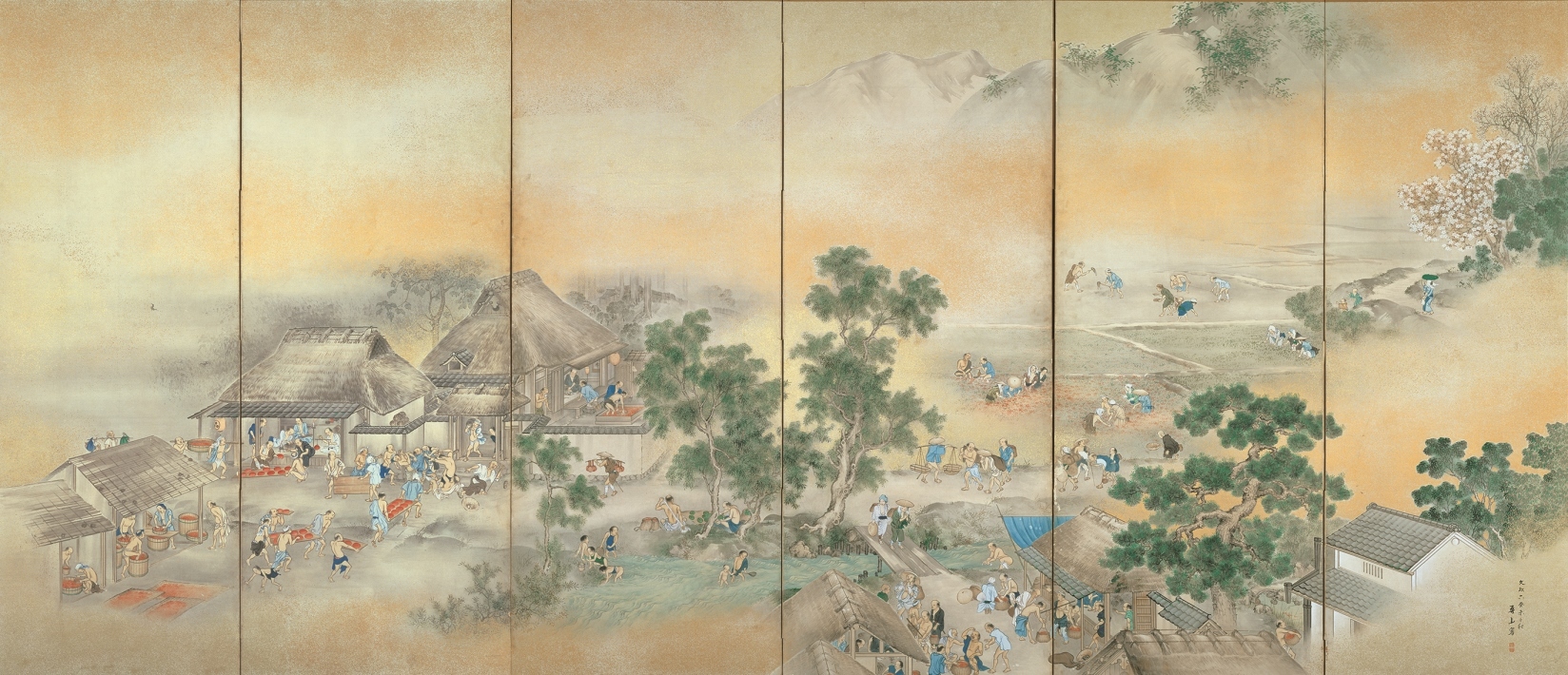 横山華山《紅花屛風》右隻　文政6（1823）年　山形美術館・（山）長谷川コレクション 山形県指定有形文化財【展示期間：9/22～10/14】