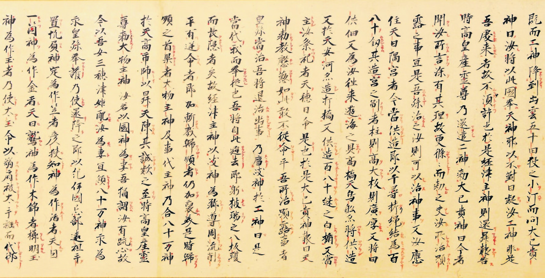 重要文化財　日本書紀 巻第二（部分）南北朝時代・永和1～3年（1375～1377） 後期展示　愛知・熱田神宮蔵