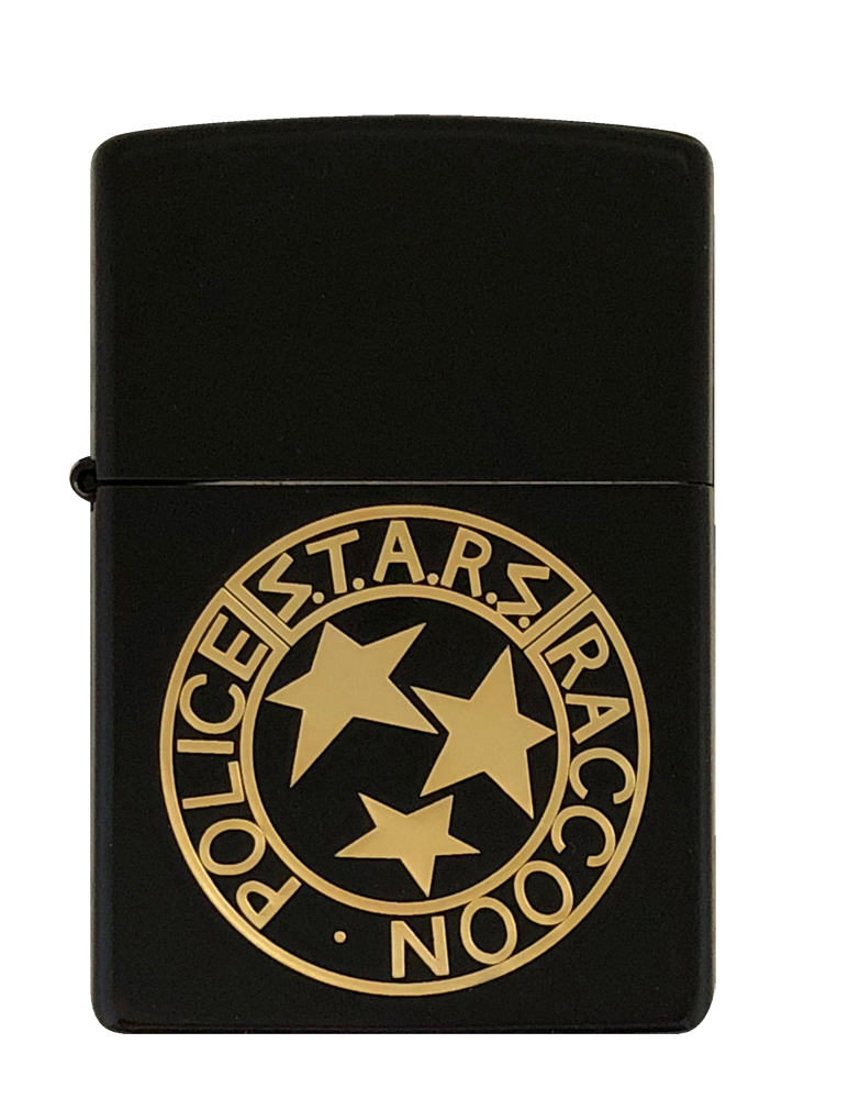 バイオハザード Zippo(S.T.A.R.S.メダリオン)　S.T.A.R.S.隊員に制式支給される銃「サムライエッジ」にも使用されているメダリオンを施したデザイン。