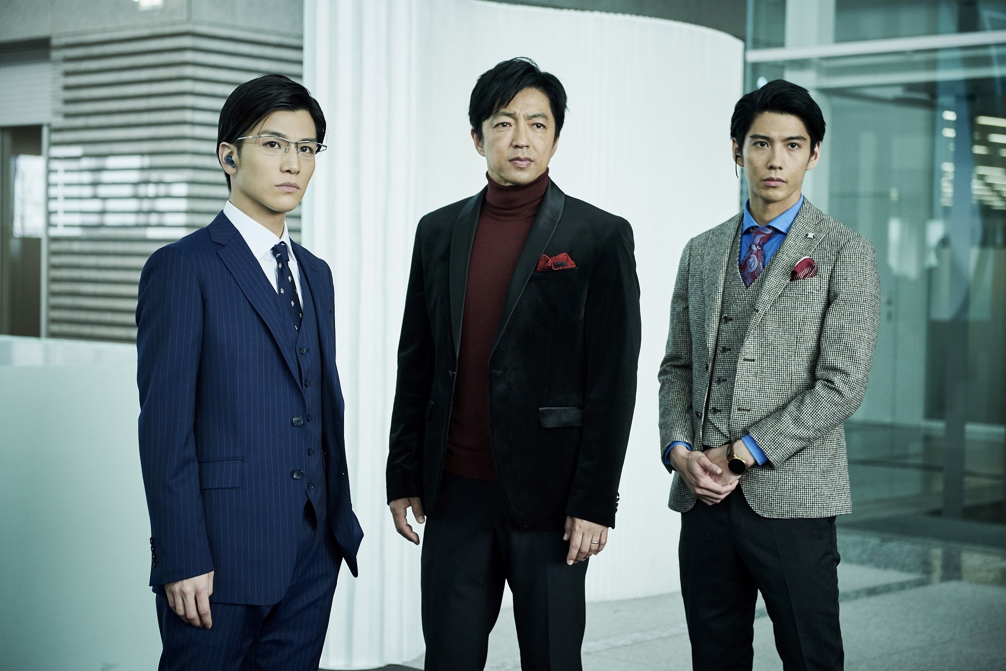 左から、岩田剛典（EXILE／三代目 J Soul Brothers）、大沢たかお、賀来賢人 （C）2019 映画「AI 崩壊」製作委員会