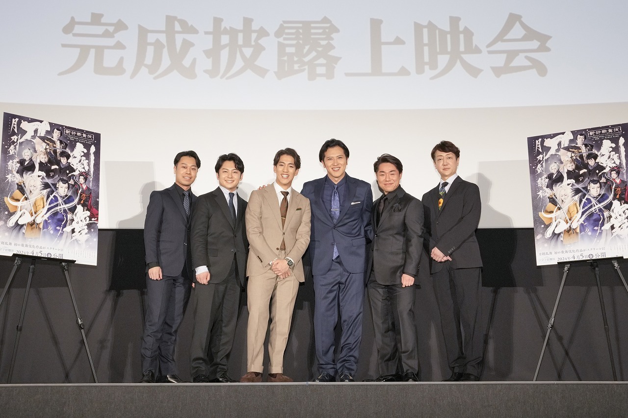 （左から）上村吉太朗、中村莟玉、尾上右近、尾上松也・中村鷹之資、河合雪之丞