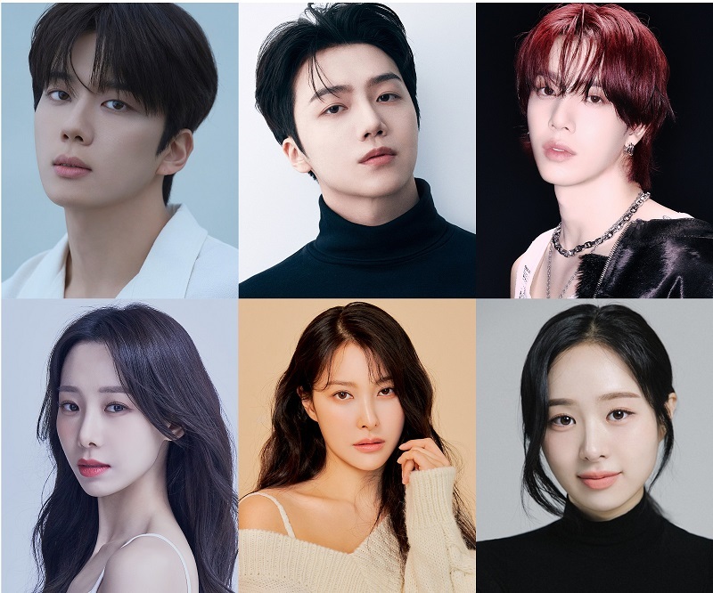 （上段左から）ユ・ヨンジェ（元B.A.P）、ジンホ（PENTAGON）、KAZUTA（n.SSign）（下段左から）ジョン・ユジ、ギュリ（KARA）、ソン・ミンジェ
