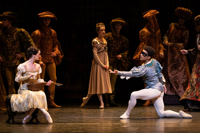 Anna Rose O'Sullivan as Juliet and Marcelino Sambé as Romeo in Romeo and Juliet, The Royal Ballet  © 2019 ROH. Photograph by Helen Maybanks