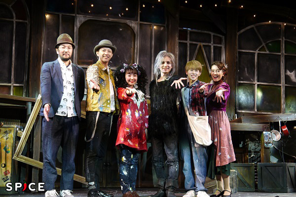 『スケリグ』囲み取材　左からウォーリー木下、金子昇、渡辺菜花、浜中文一、末澤誠也、瀬戸カトリーヌ