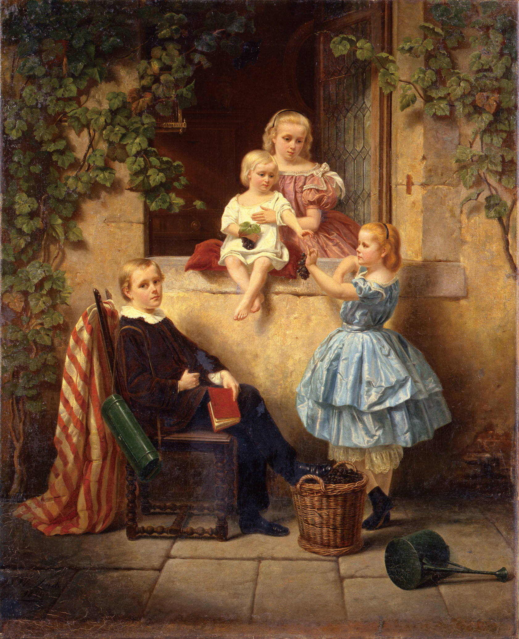フィリップ・リンド「窓辺の子供達」1859年