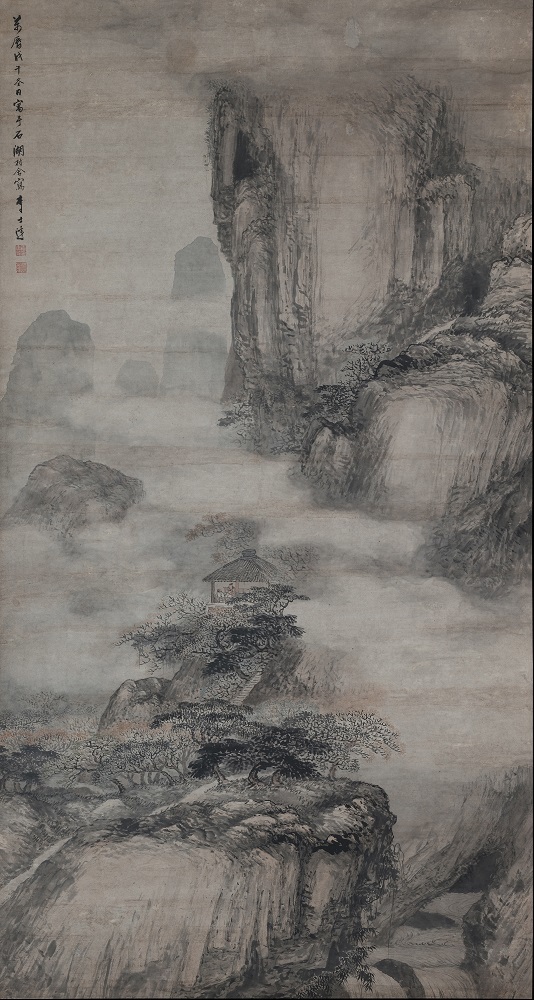 中国の水墨画 「深山靜遠」絵画 肉筆画真跡保証あります BY10792-