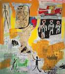 ジャン=ミシェル・バスキア《無題》1984年　 　　　　　　　　アクリル・油彩・油性ペイントスティック・シルクスクリーン、カンヴァス　大阪中之島美術館蔵