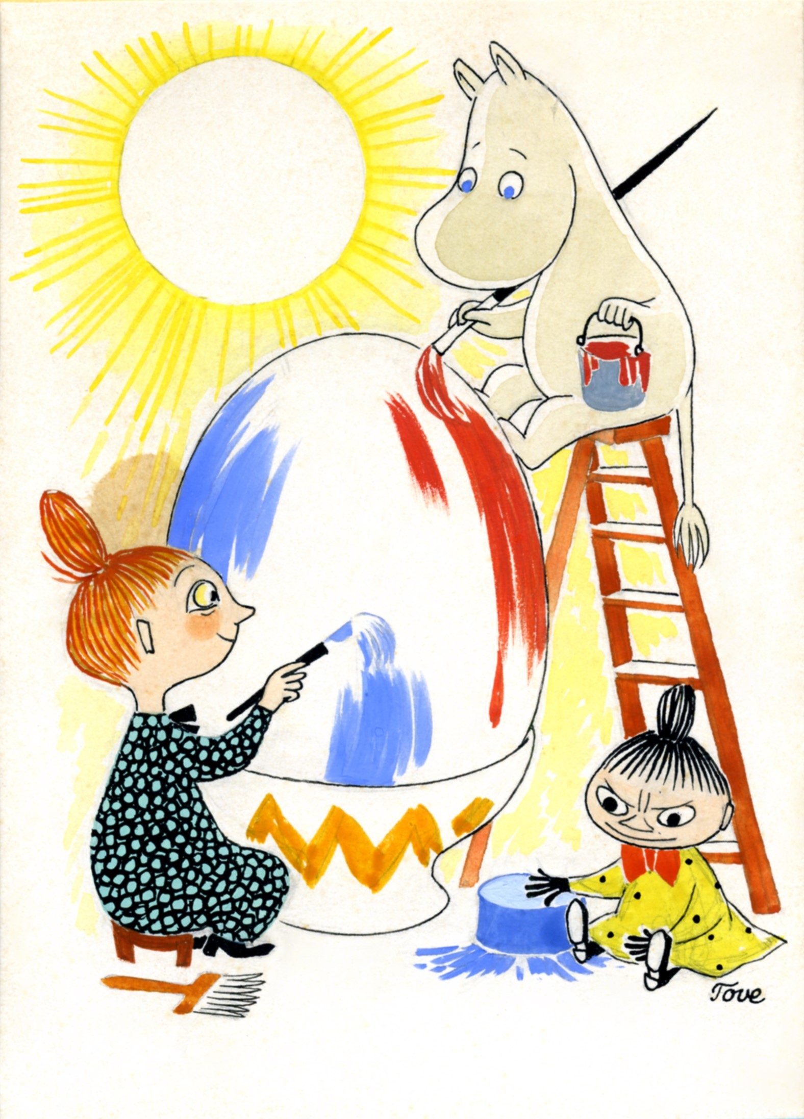 トーベ・ヤンソン≪イースターカード原画≫　1940年頃　グワッシュ・インク・紙　ムーミンキャラクターズ社 (C)Moomin Characters TM