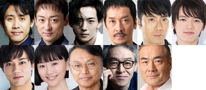 （上段左から）大泉洋、山本耕史、竜星涼、栗原英雄、藤井隆、濱田龍臣（下段左から）小澤雄太、まりゑ、相島一之、浅野和之、辻萬長