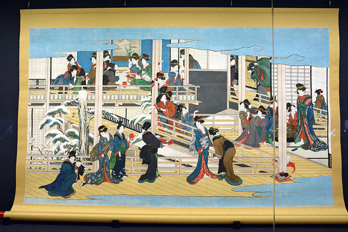 喜多川歌麿「深川の雪」江戸時代 享和２-文化3年(1802-06)頃 198.8×341.1cm 岡田美術館蔵