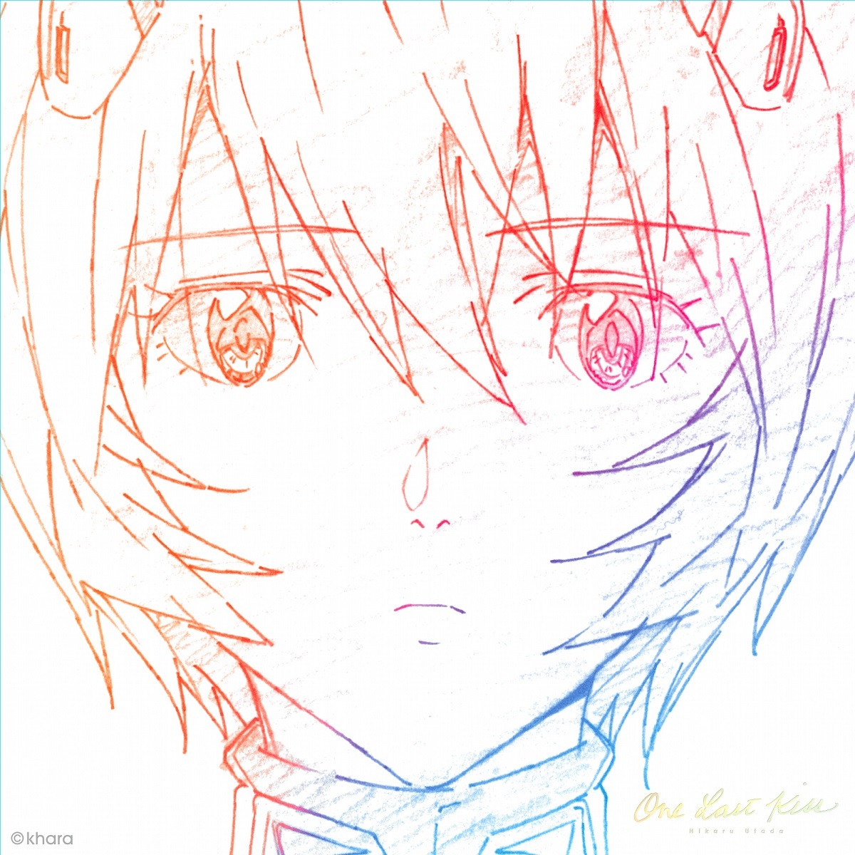 NEW E.P. 「One Last Kiss」完全生産限定LP盤ジャケット写真 ※レイ絵柄 (C)カラー／Project Eva.　(C)カラー／EVA製作委員会　(C)カラー