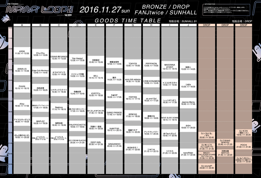 グッズタイムテーブル