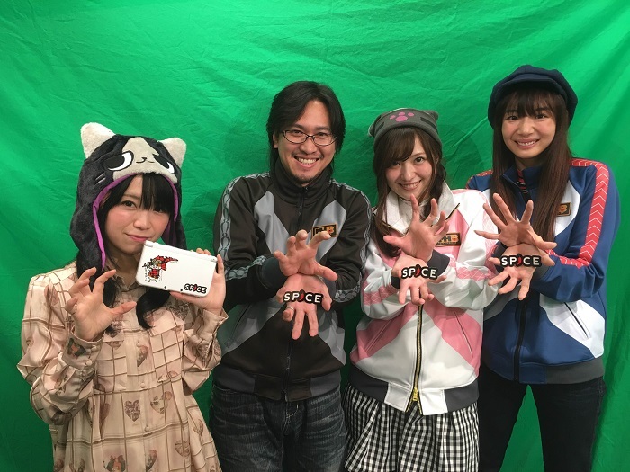 野水伊織さん、モテヤマ編集長、佳村はるかさん、岡田紗佳さん