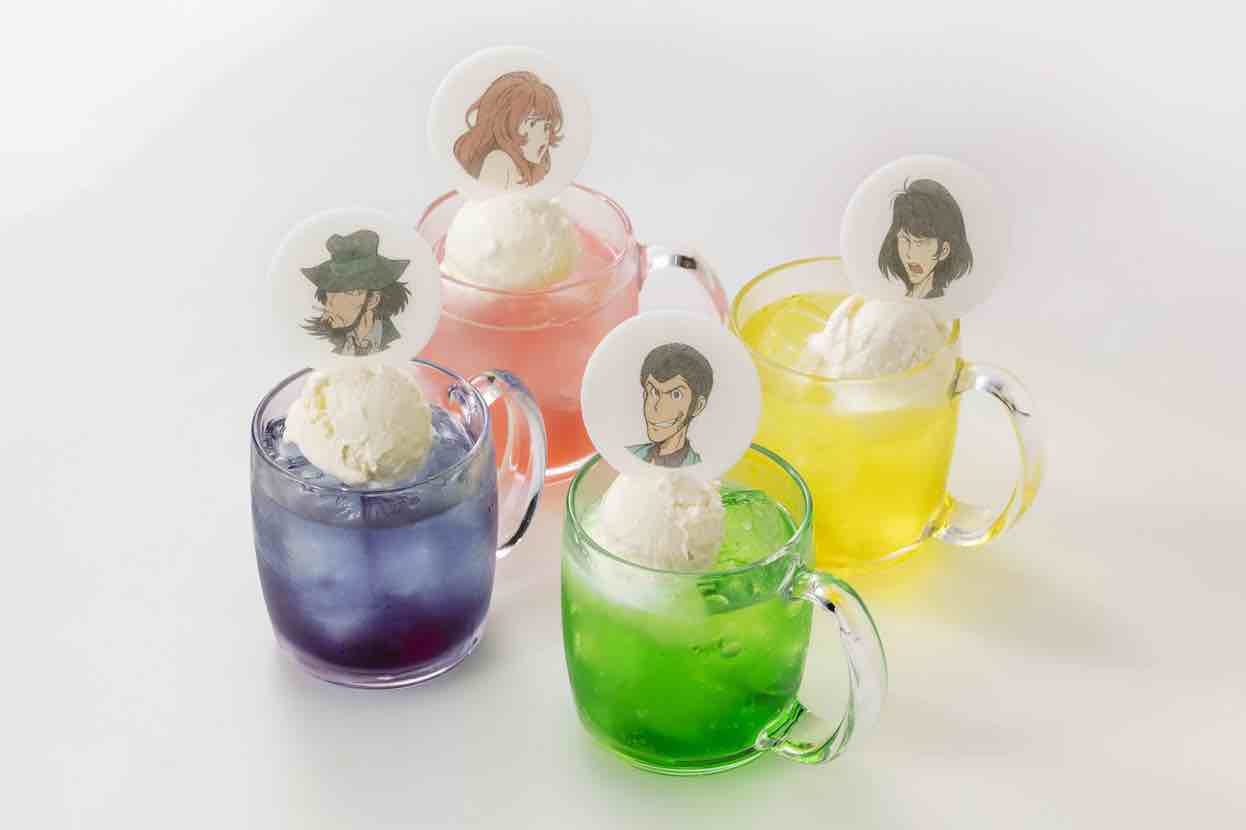 コラボレーションカフェメニュー「ルパン三世ファミリーのクリームソーダ 4 種」 ©モンキー・パンチ／TMS・NTV