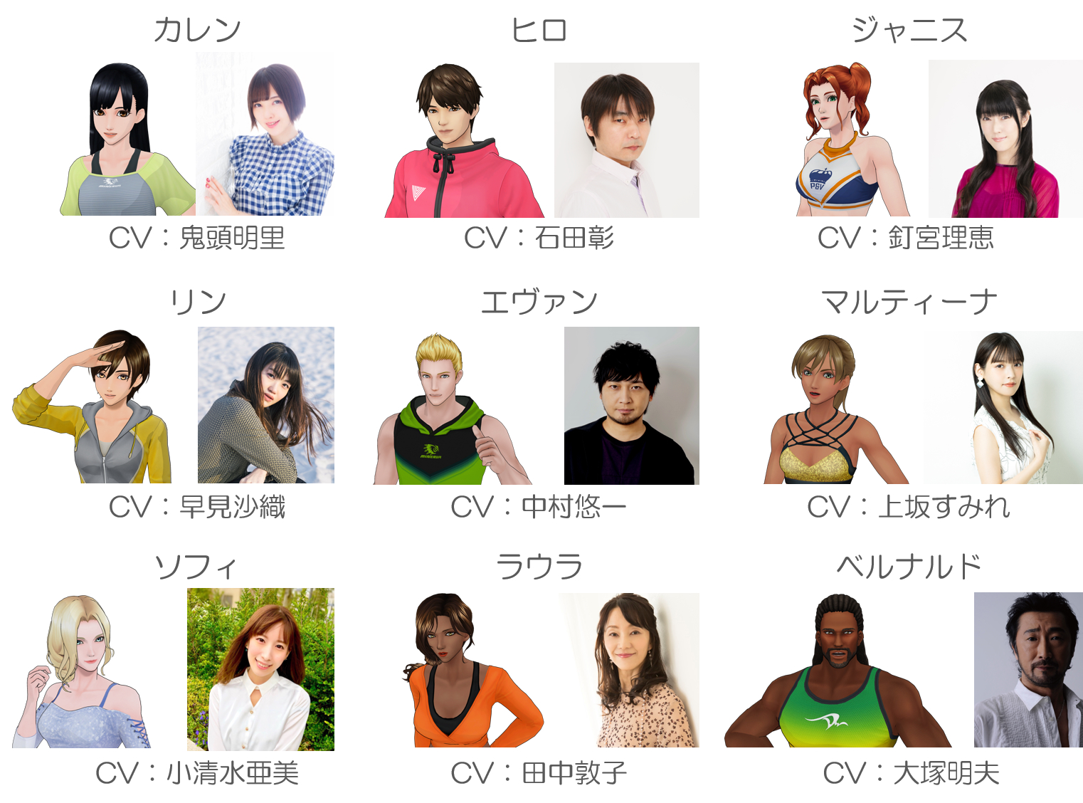 『キミとフィットボクシング』キャスト一覧 （c）Imagineer Co., Ltd.