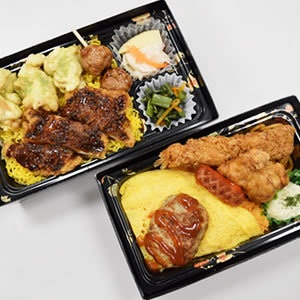 2段でボリュームたっぷりの「天とりかつ親子弁当」