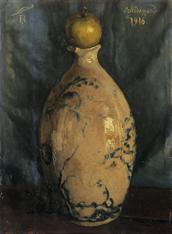 《壺の上に林檎が載って在る》1916年11月3日　油彩・板　東京国立近代美術館蔵