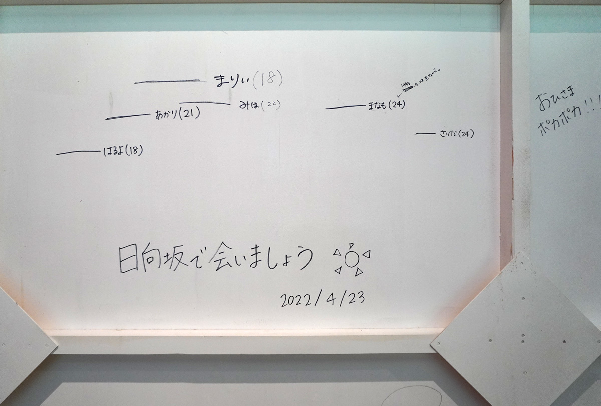 フォトスポットのパネル裏。当時のメンバーからのメッセージやサインが。