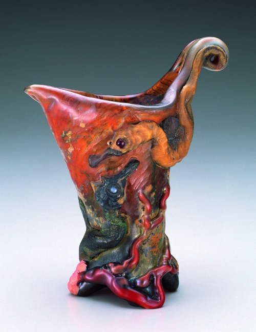タツノオトシゴをモティーフにした作品《花瓶「海馬」》1901-1903年 北澤美術館蔵 