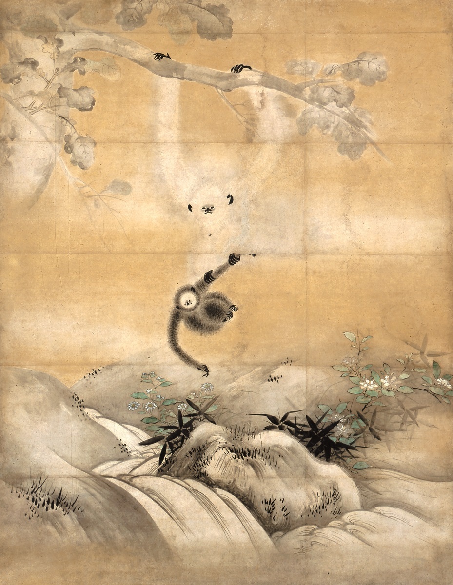 柏に猿図（右隻）　海北友松筆　サンフランシスコ・アジア美術館（米国）　桃山時代　16世紀　通期展示 　　　