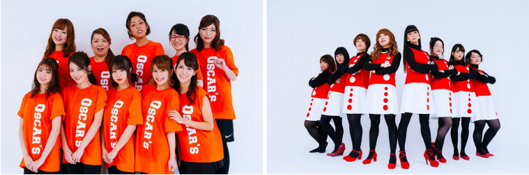 OSCAR'S（オスカープロモーション／写真左）と、Shochiku Sisters（松竹芸能／写真右）