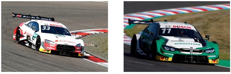 『DTM』から参戦予定の「Audi RS5 DTM」（左）、「BMW M4 DTM」（右）
