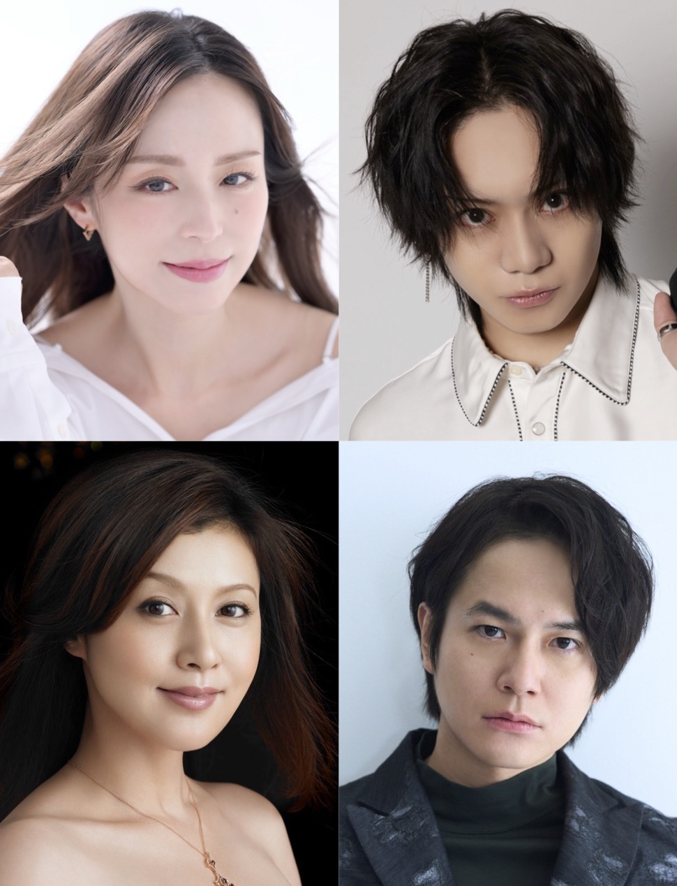 左上から時計回りに、平野綾、佐藤流司、平野良、藤原紀香
