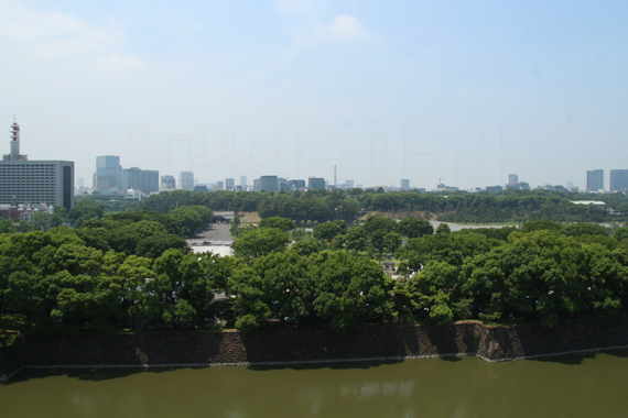 帝国劇場の屋上からは皇居の森や丸の内のビル群を一望できる