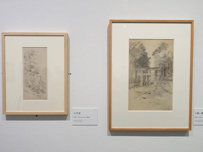 左から《小丹波》明治27年　個人蔵、《上野、東照宮》明治27年　郡山市立美術館