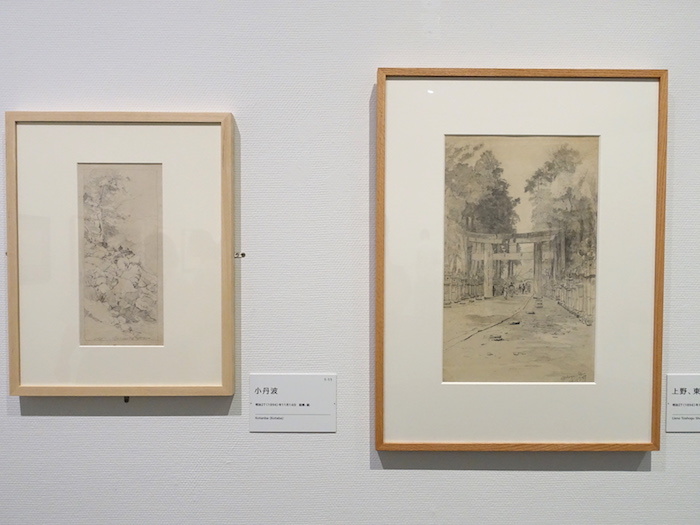 左から《小丹波》明治27年 個人蔵、《上野、東照宮》明治27年 郡山市立美術館