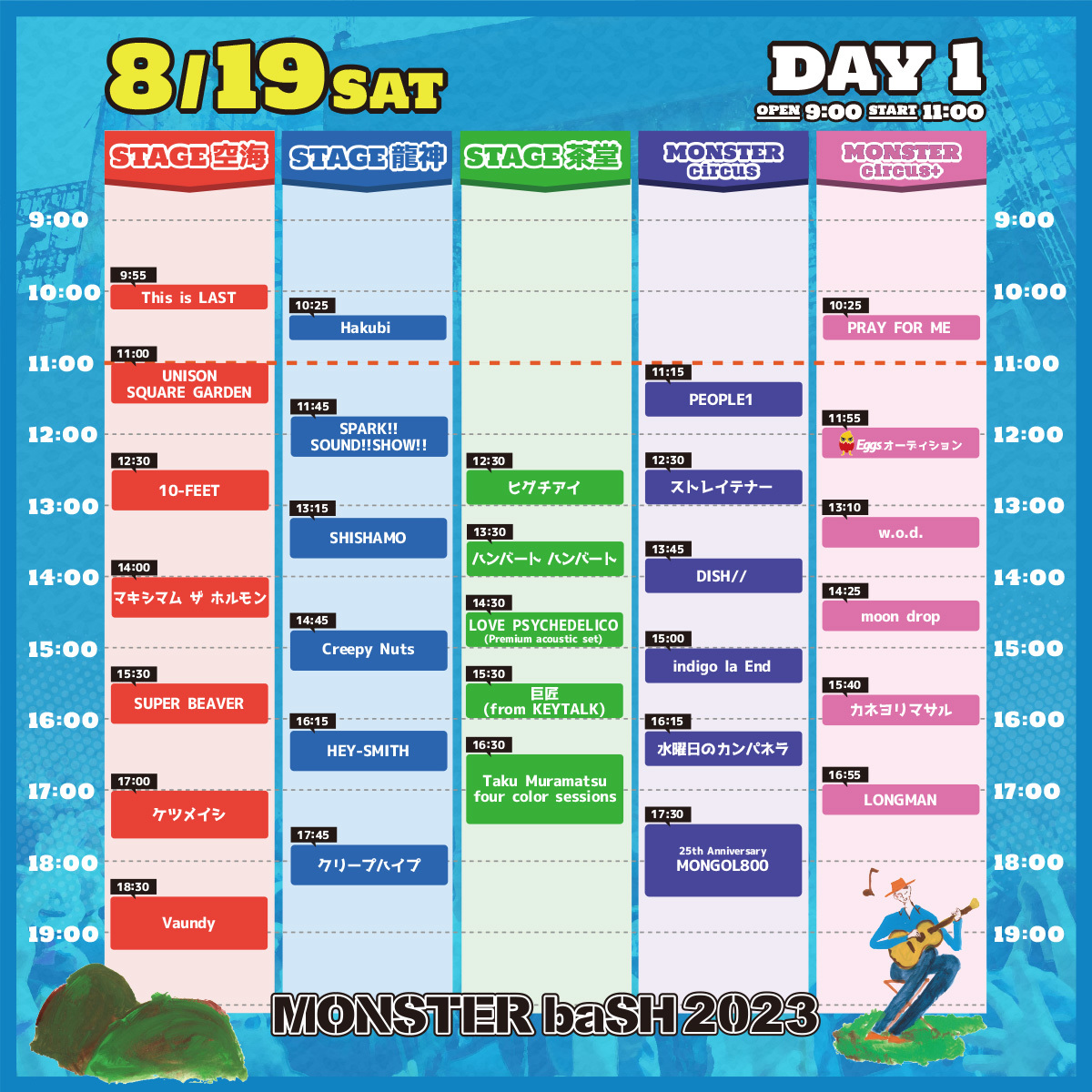 MONSTER baSH 2023』タイムテーブル発表、トリはVaundy、back number