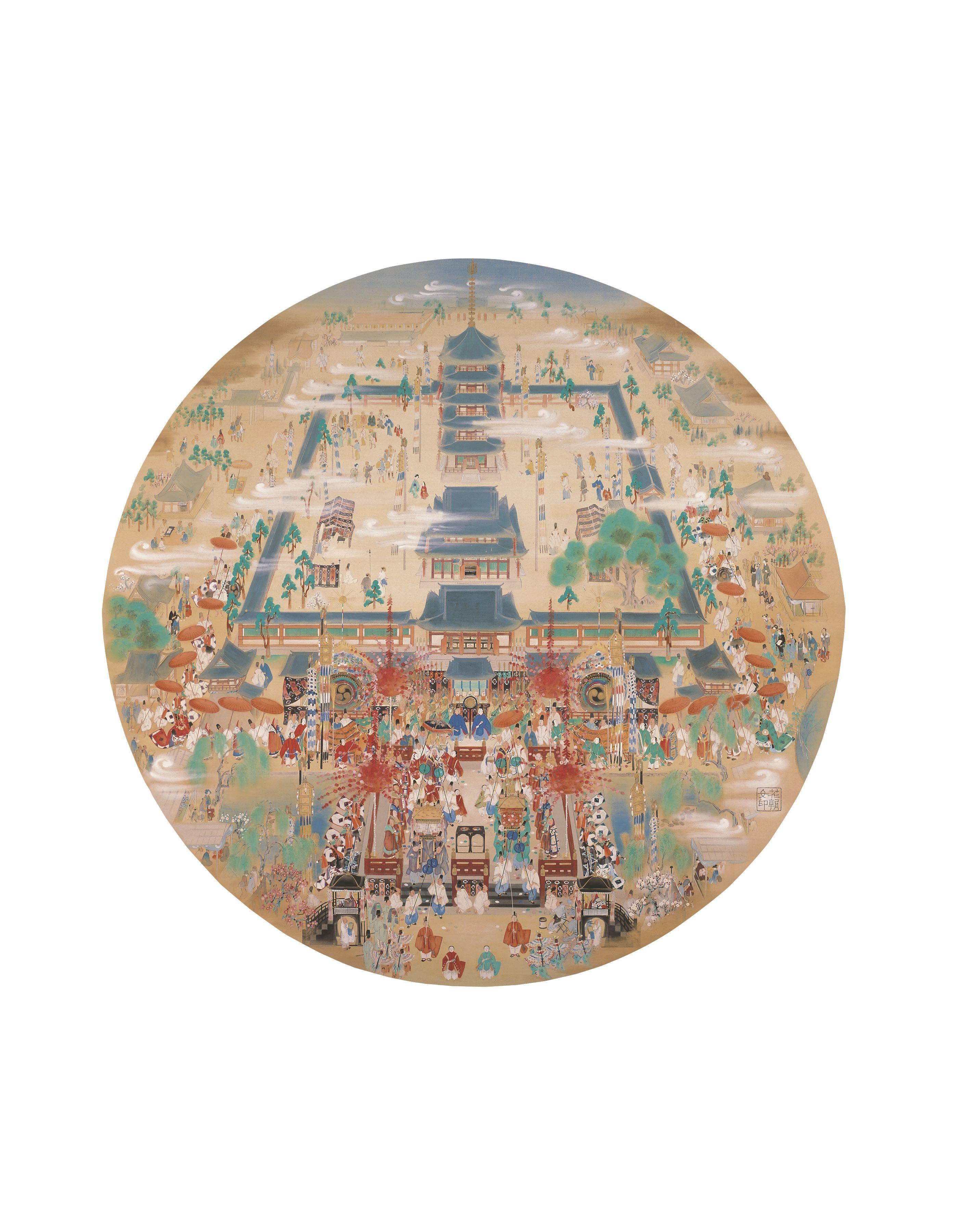 生田花朝 「四天王寺聖霊会図（原題・四天王寺曼荼羅）」 昭和2年 大阪城天守閣【通期展示】