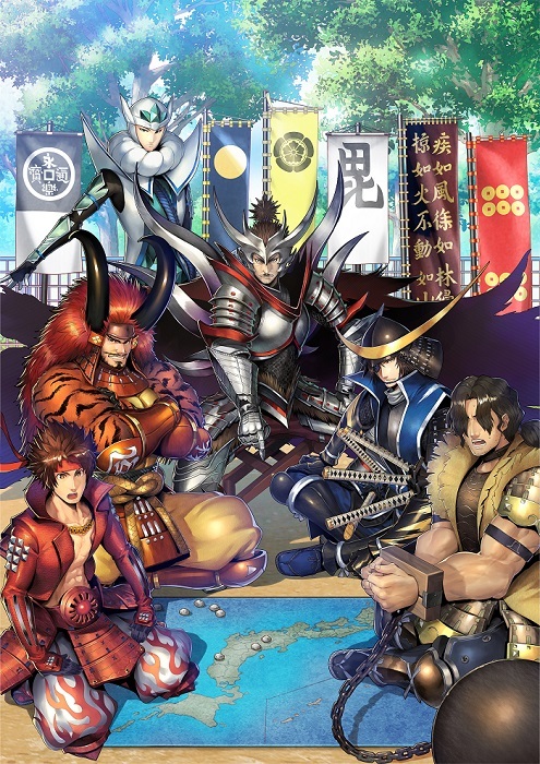 TVアニメ『織田シナモン信長』×『戦国BASARA バトルパーティー』コラボイラスト (c)CAPCOM CO., LTD. ALL RIGHTS RESERVED. (c)目黒川うな/NSP,織田シナモン信長製作委員会