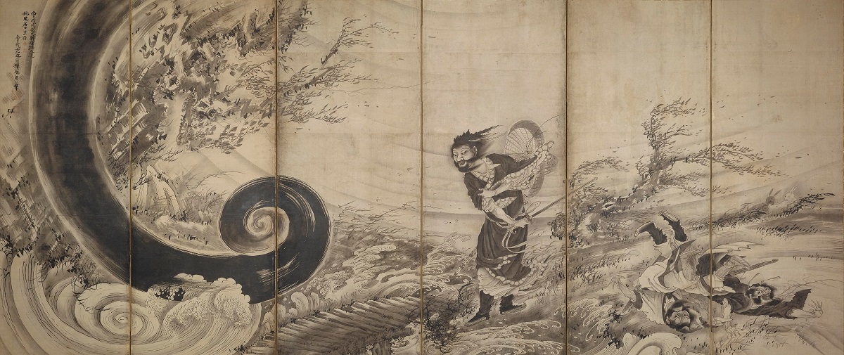 曾我蕭白《風仙図屏風》江戸時代、1764年（宝暦14年／明和元年）頃 155.8cm x 364 cm 六曲一隻、紙本墨画 Fenollosa-Weld Collection, 11.4510 Photograph © 2017 Museum of Fine Arts, Boston