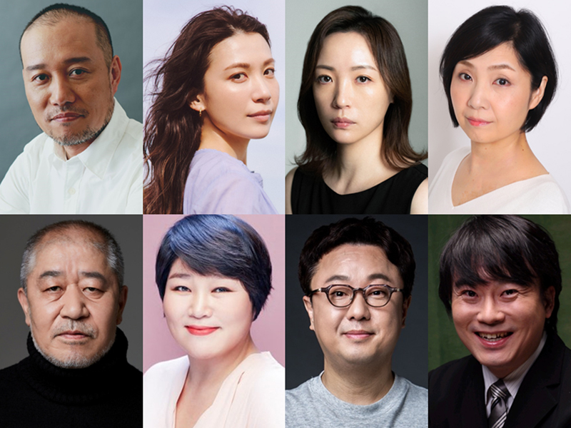 『焼肉ドラゴン』出演者（上段 左から）千葉哲也、村川絵梨、智順、松永玲子 （下段 左から）イ・ヨンソク、コ・スヒ、パク・スヨン、キム・ムンシク